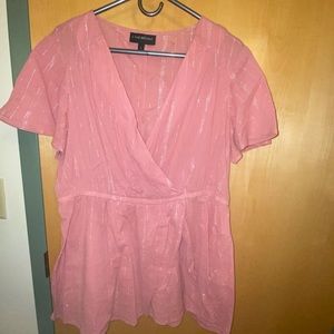 Lane Bryant pink cotton blouse size 14